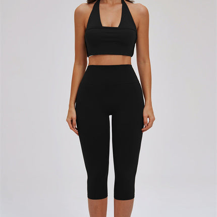The Twirl Halter Tank Top Capri Leggings 2-Piece Set