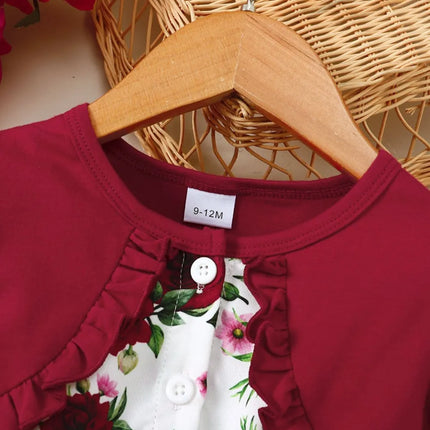 Frill Floral Round Neck Flounce Sleeve Dress