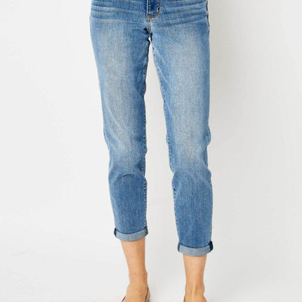 Judy Blue Full Size Cuffed Hem Low Waist Slim Women Jeans