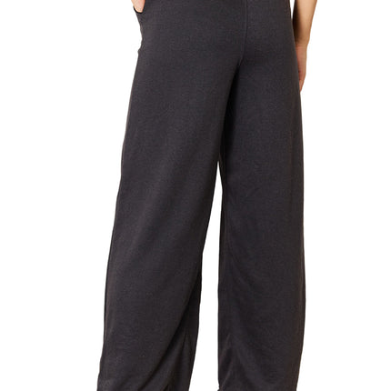 Garden Naked Women's Casual Pants Wide-Leg Drawstring Waist with Pocketed Lounge Pants Charcoal Elastic Waist