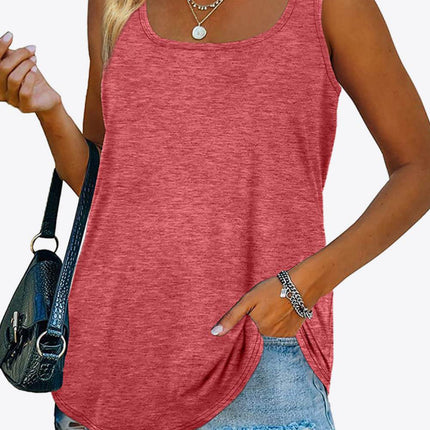Curved Hem Square Neck Women Tank