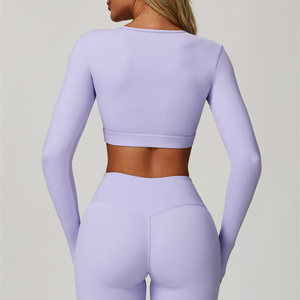 The Lavish Long Sleeve Cut-out Crop Top Flared Leggings 2-Piece Set