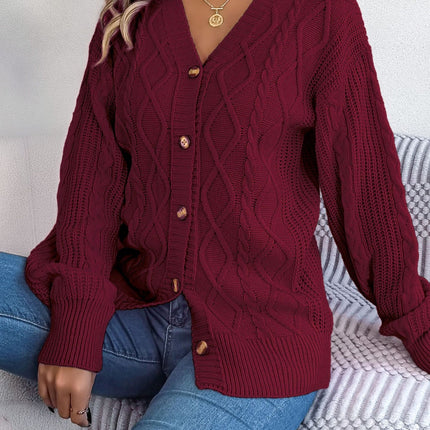 Cable-Knit Long Sleeve Women Cardigan