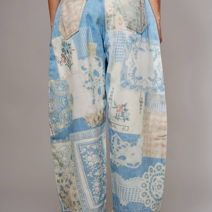 Emily Ann: Petticoat Patch Barrel Leg Jeans