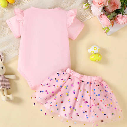 Children's Ruffled Graphic Bodysuit and Skirt Set