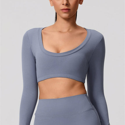 The Nestle Long Sleeve Crop Top Straight Leg Pants 2-Piece Set