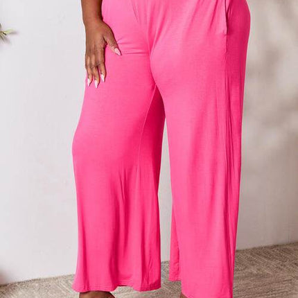 Basic Bae Full Size Smocked Wide Waistband Wide Leg Women Pants