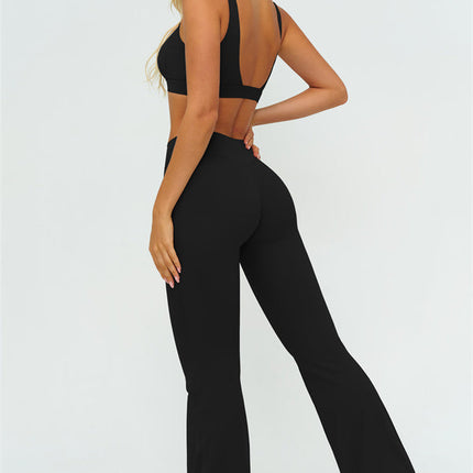 The Lushness V-Back Sports Bra Flared Leggings 2-Piece Set