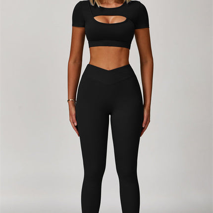 The Lavish Cut-out Crop Top Leggings 2-Piece Set