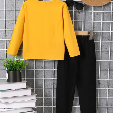 Kids Graphic Round Neck Long Sleeve Top and Pants Set