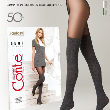 Conte Demi 60 Den - Fantasy Opaque Women's Tights with Imitation Mélange Golfs (13С-71СП)