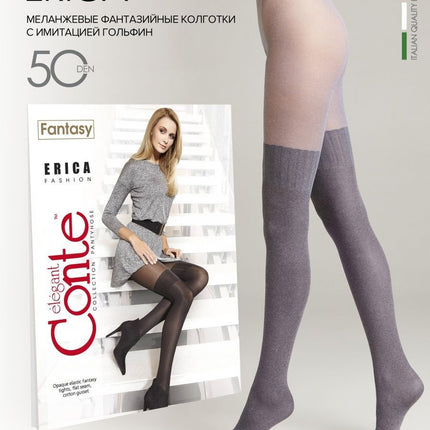 Conte Erica 60 Den - Fantasy Opaque Women's Tights with Imitation Mélange Golfs (12С-7СП)