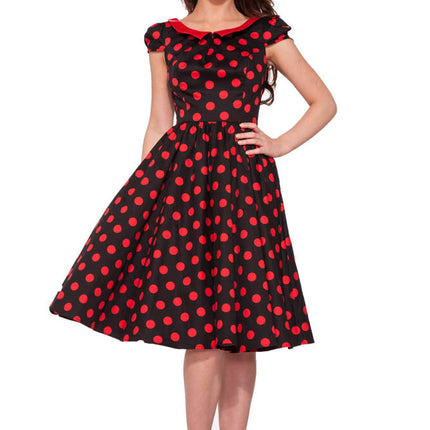 9060 Black Red Polka Dot Swing Dress