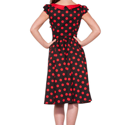 9060 Black Red Polka Dot Swing Dress