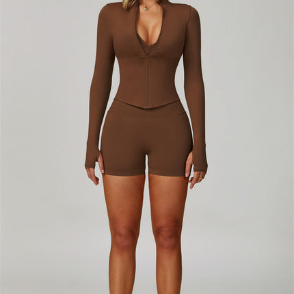 The Empower Jacket Sports Bra Shorts 3-Piece Set