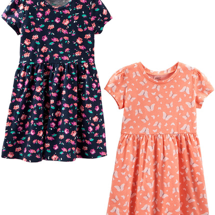 Girls Dress Set 2-Pack - Short Sleeve and Sleeveless Dresses