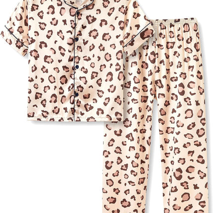 Girls Satin Pajama Set - Silky Button Down PJ with Shorts Size 6-16