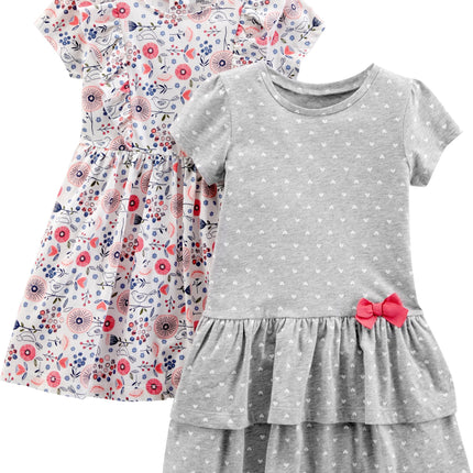 Girls Dress Set 2-Pack - Short Sleeve and Sleeveless Dresses