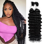 22 Inch-100g / Deep Wave Bulk Human Braiding Hair