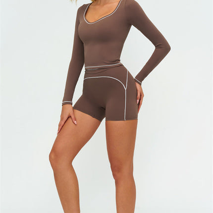 The Amara Long Sleeve T-shirt Shorts 2-Piece Set