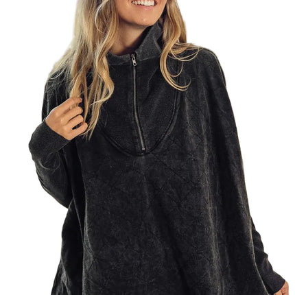 Vintage Washed Quilted Half Zip Top