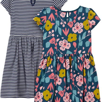 Girls Dress Set 2-Pack - Short Sleeve and Sleeveless Dresses