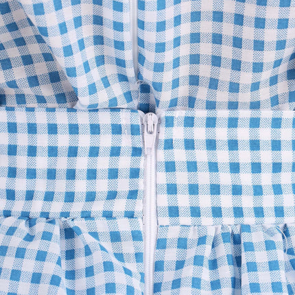 Dorothy Costume - Women's Blue Gingham Dress with White Blouse and Hair Ribbons