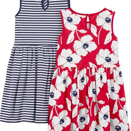 Girls Dress Set 2-Pack - Short Sleeve and Sleeveless Dresses