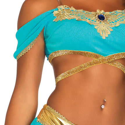 Women's Arabian Princess Costume - 4 Piece Oasis Outfit with Crop Top