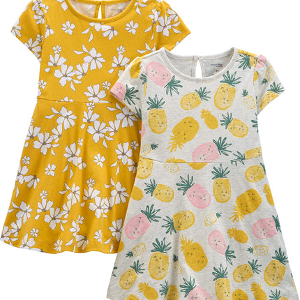 Girls Dress Set 2-Pack - Short Sleeve and Sleeveless Dresses