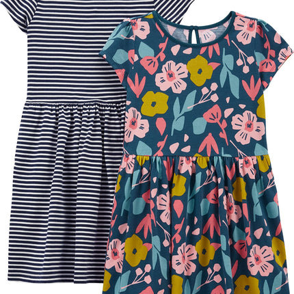 Girls Dress Set 2-Pack - Short Sleeve and Sleeveless Dresses