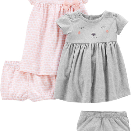 Girls Dress Set 2-Pack - Short Sleeve and Sleeveless Dresses