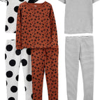 Brown Animal Print/Grey Polka Dot/White Stripe / 18 Months