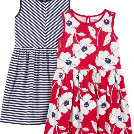 Girls Dress Set 2-Pack - Short Sleeve and Sleeveless Dresses