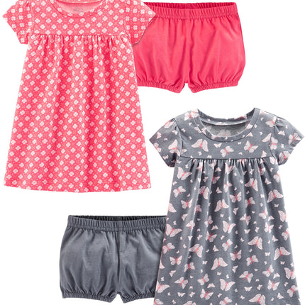 Girls Dress Set 2-Pack - Short Sleeve and Sleeveless Dresses