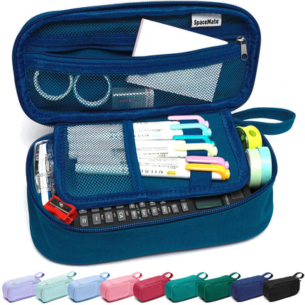 Large Pencil Case 1800ml - Heavy Duty Canvas School Supplies Organizer for Kids Students