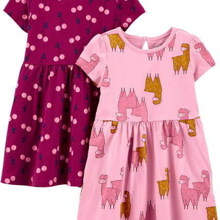 Girls Dress Set 2-Pack - Short Sleeve and Sleeveless Dresses
