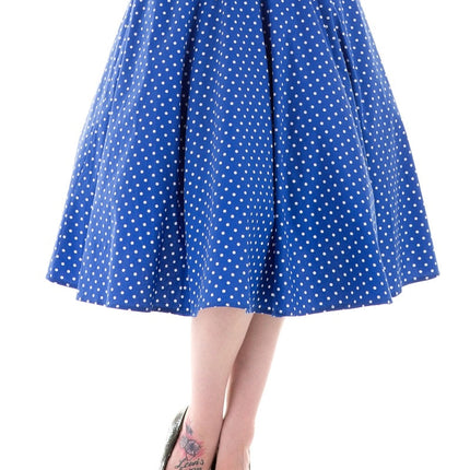 9349 Blue White Polka Dot Round Skirt