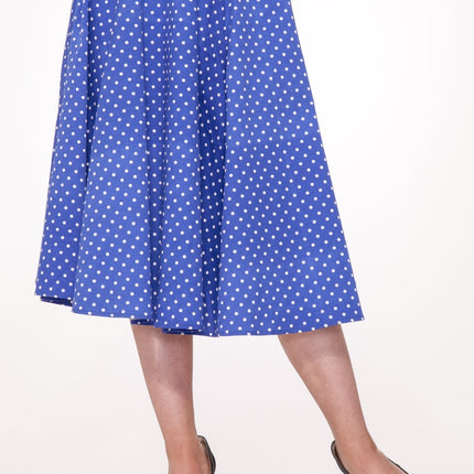 9349 Blue White Polka Dot Round Skirt