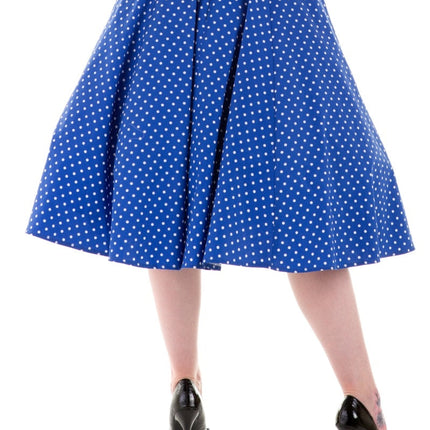 9349 Blue White Polka Dot Round Skirt