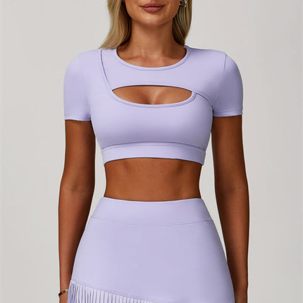 The Lavish Cut-out Crop Top Tennis Skirt 2-Piece Set