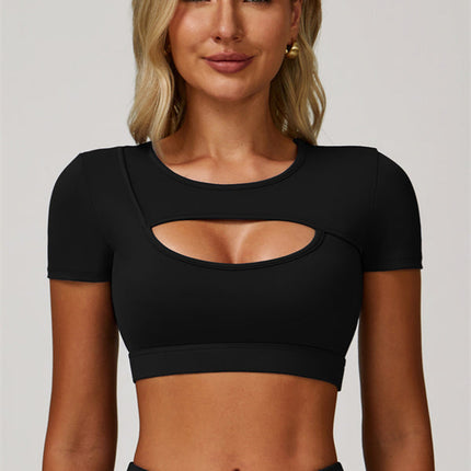 The Lavish Cut-out Crop Top Flared Leggings 2-Piece Set
