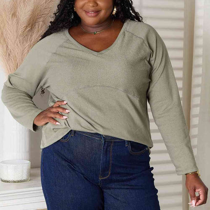 Culture Code  Full Size V-Neck Long Sleeve Women T-Shirt