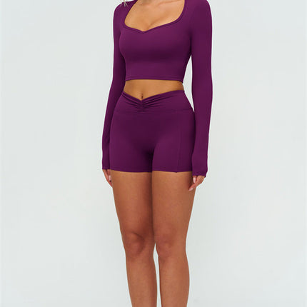 The Lushness Long Sleeve Crop top Shorts 2-Piece Set