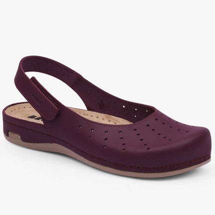 Nana by LEON- Women’s Leather Sandal- Open Heel and Velcro Ankle Strap