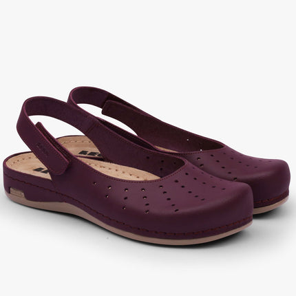 Nana by LEON- Women’s Leather Sandal- Open Heel and Velcro Ankle Strap