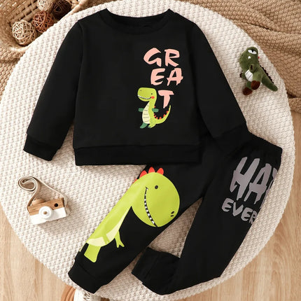 Children's Dinosaur Graphic Sweatshirt and Pants Set