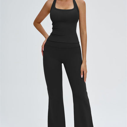 The Slate Y-Back Top Flared Leggings 2-Piece Set