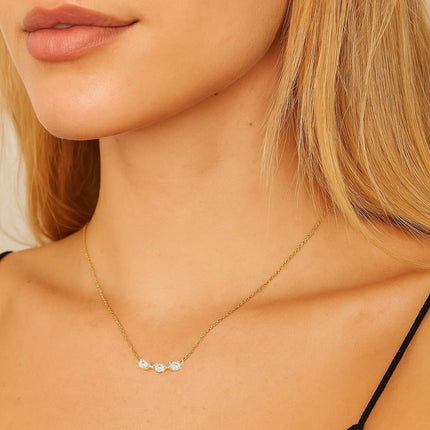 Adora Delicate Necklace with Three Round Cut Cubic Zirconia Stones