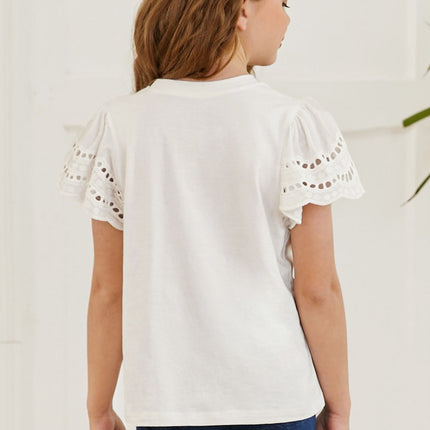 Round Neck Flutter Sleeve T-Shirt